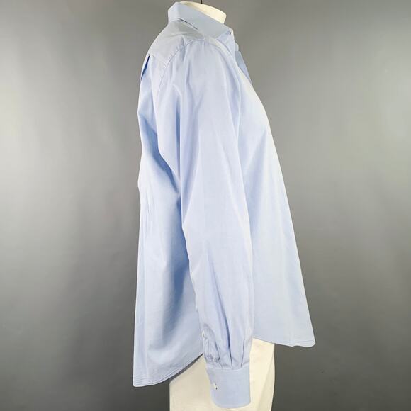 BREUER Size L Blue Cotton One Pocket Long Sleeve Shirt - Picture 2 of 5